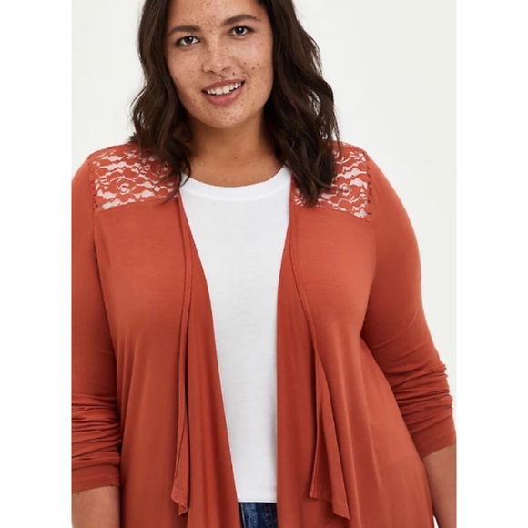 🆕Super Soft Brown Drape Front Cardigan Sweater 1X - Picture 2 of 7